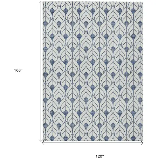 Blue And Ivory Geometric Washable Indoor Outdoor Area Rug Photo 3