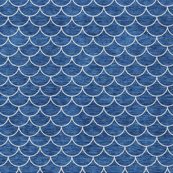 Blue And Ivory Geometric Washable Indoor Outdoor Area Rug Photo 6