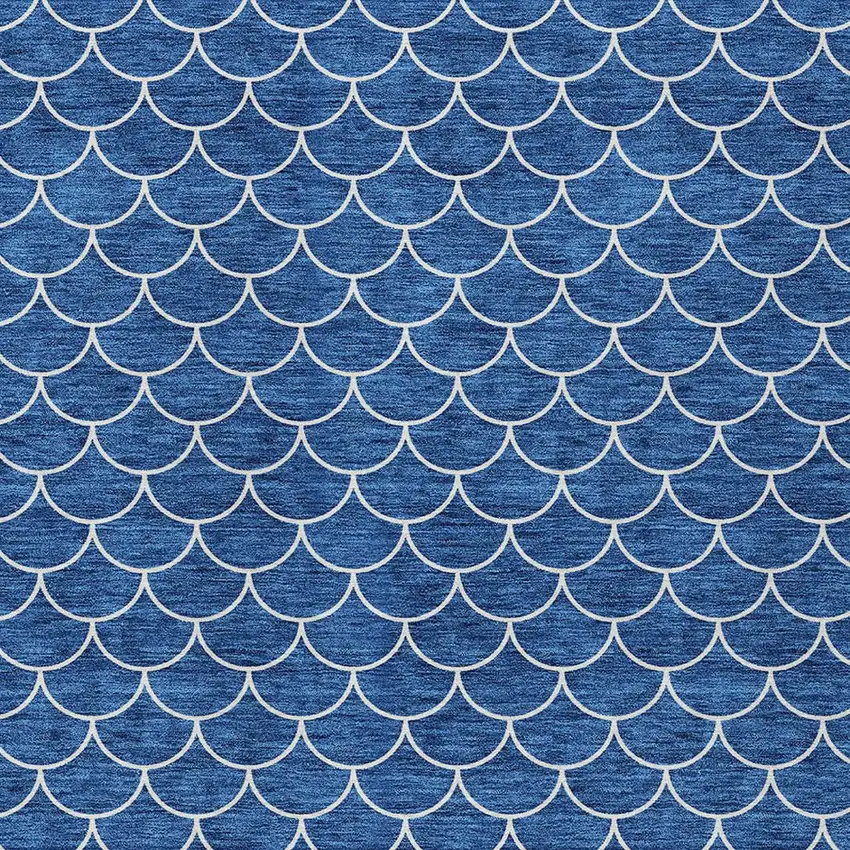 Blue And Ivory Geometric Washable Indoor Outdoor Area Rug Photo 6