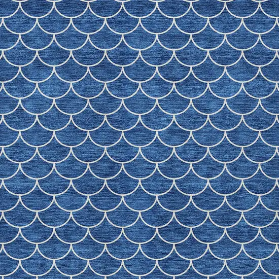 Blue And Ivory Geometric Washable Indoor Outdoor Area Rug Photo 6