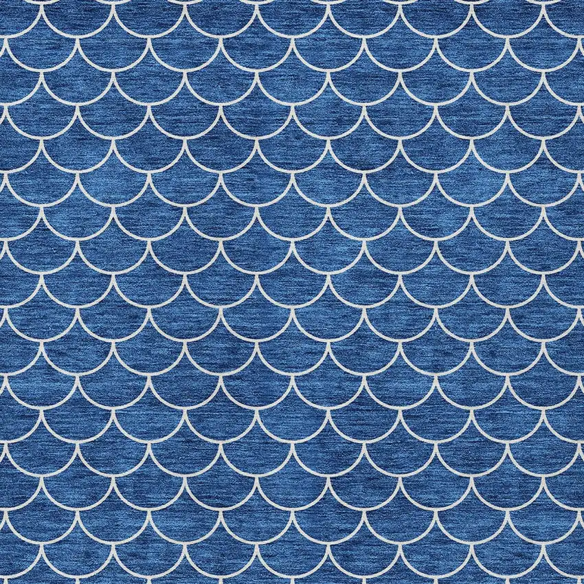 Blue And Ivory Geometric Washable Indoor Outdoor Area Rug Photo 6