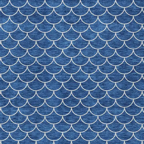 Blue And Ivory Geometric Washable Indoor Outdoor Area Rug Photo 6