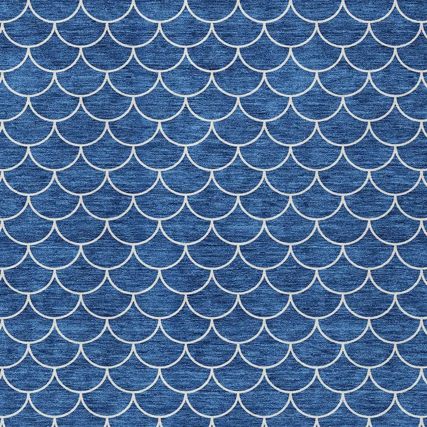 Blue And Ivory Geometric Washable Indoor Outdoor Area Rug Photo 6