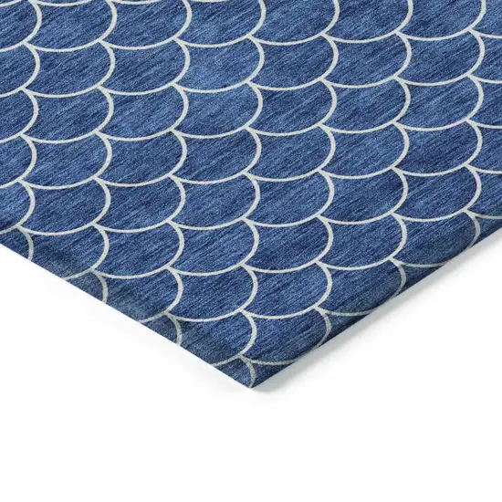Blue And Ivory Geometric Washable Indoor Outdoor Area Rug Photo 4