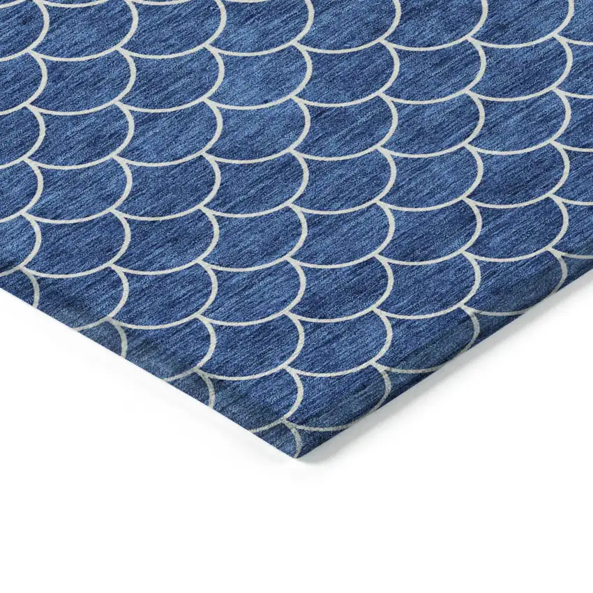 Blue And Ivory Geometric Washable Indoor Outdoor Area Rug Photo 4