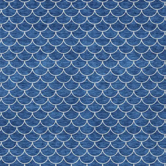 Blue And Ivory Geometric Washable Indoor Outdoor Area Rug Photo 7