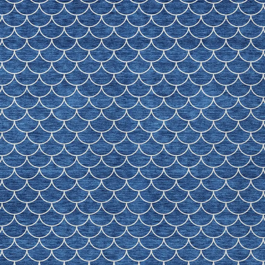 Blue And Ivory Geometric Washable Indoor Outdoor Area Rug Photo 7