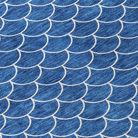 Blue And Ivory Geometric Washable Indoor Outdoor Area Rug Photo 5