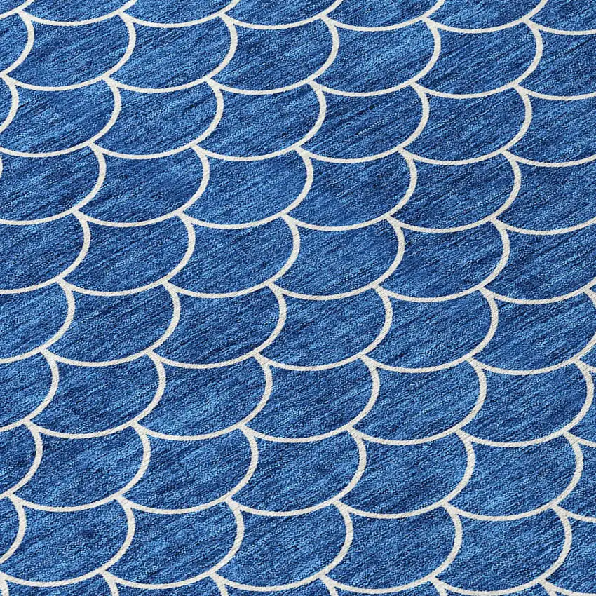 Blue And Ivory Geometric Washable Indoor Outdoor Area Rug Photo 5