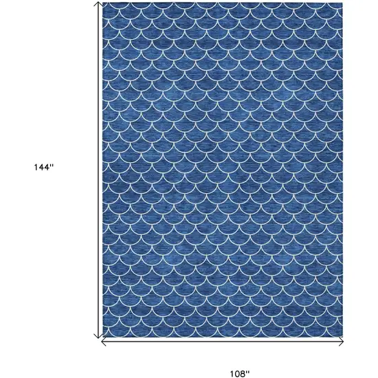 Blue And Ivory Geometric Washable Indoor Outdoor Area Rug Photo 6