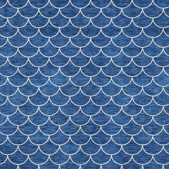 Blue And Ivory Geometric Washable Indoor Outdoor Area Rug Photo 6