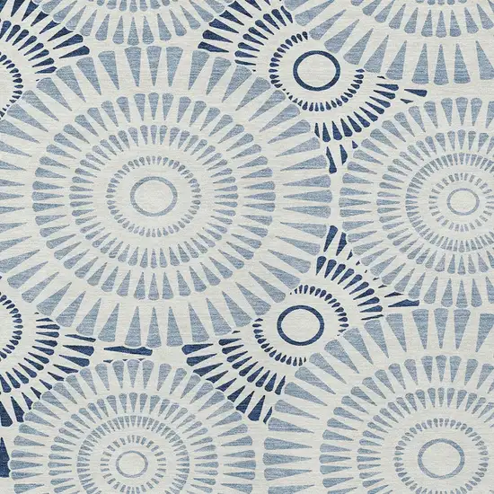 Blue And Ivory Geometric Washable Indoor Outdoor Area Rug Photo 6
