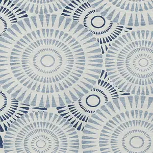Photo of Blue And Ivory Geometric Washable Indoor Outdoor Area Rug