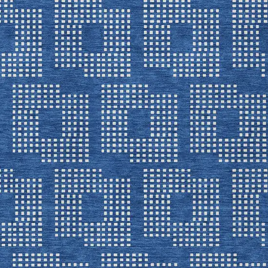 Blue And Ivory Geometric Washable Indoor Outdoor Area Rug Photo 6