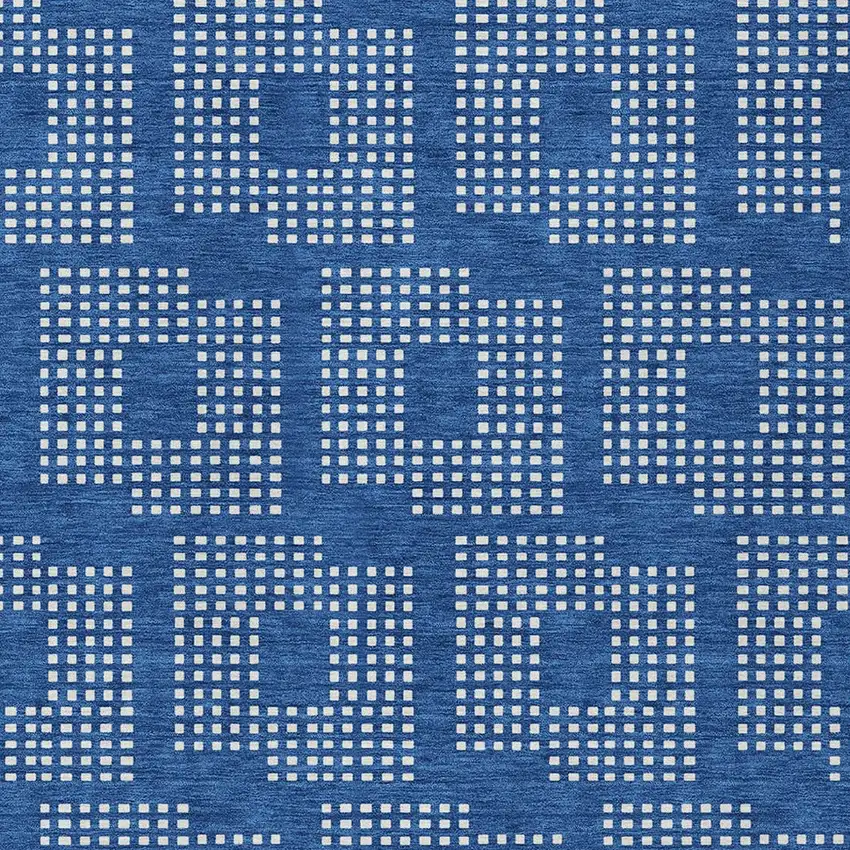 Blue And Ivory Geometric Washable Indoor Outdoor Area Rug Photo 6