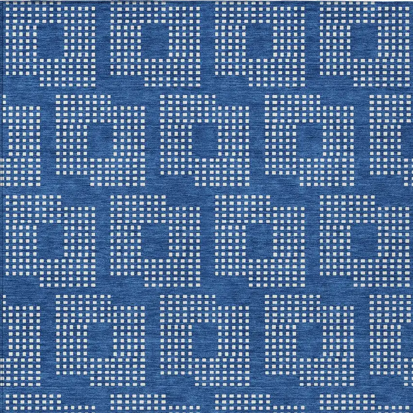 Blue And Ivory Geometric Washable Indoor Outdoor Area Rug Photo 7