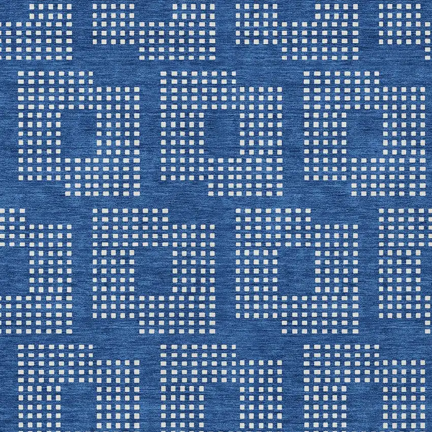 Blue And Ivory Geometric Washable Indoor Outdoor Area Rug Photo 6