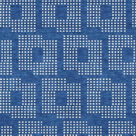 Blue And Ivory Geometric Washable Indoor Outdoor Area Rug Photo 6