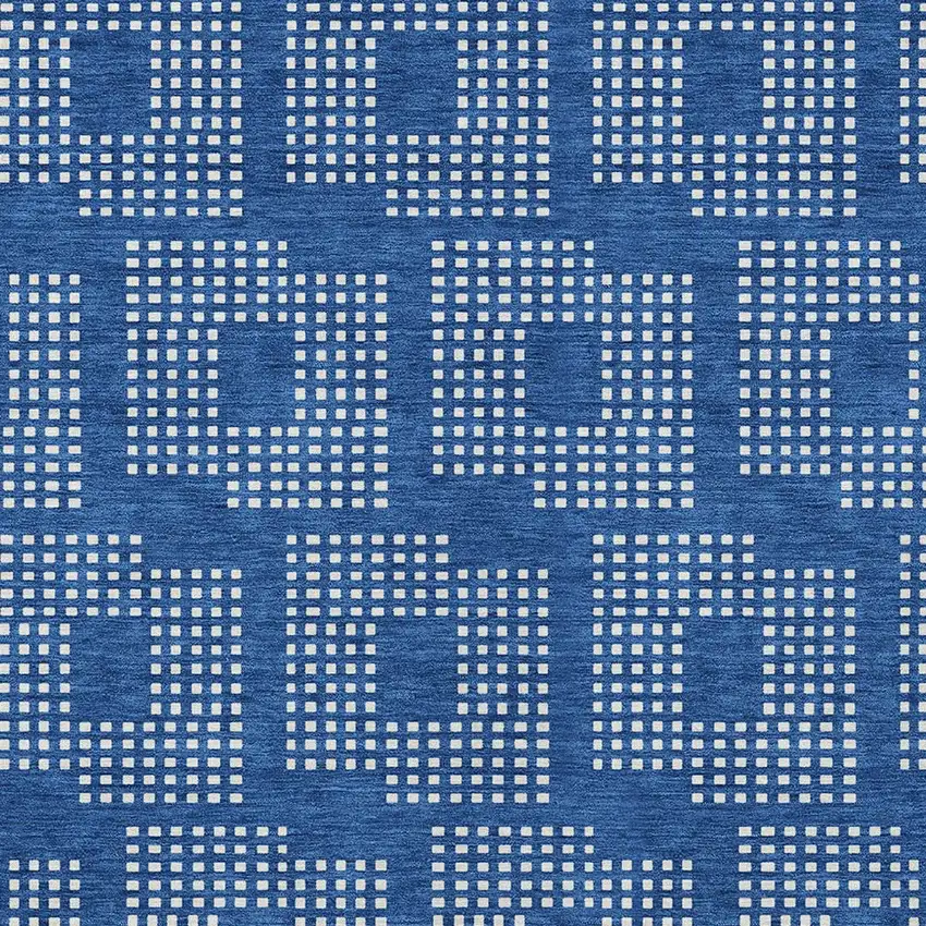 Blue And Ivory Geometric Washable Indoor Outdoor Area Rug Photo 6