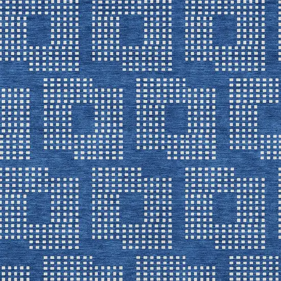Blue And Ivory Geometric Washable Indoor Outdoor Area Rug Photo 6