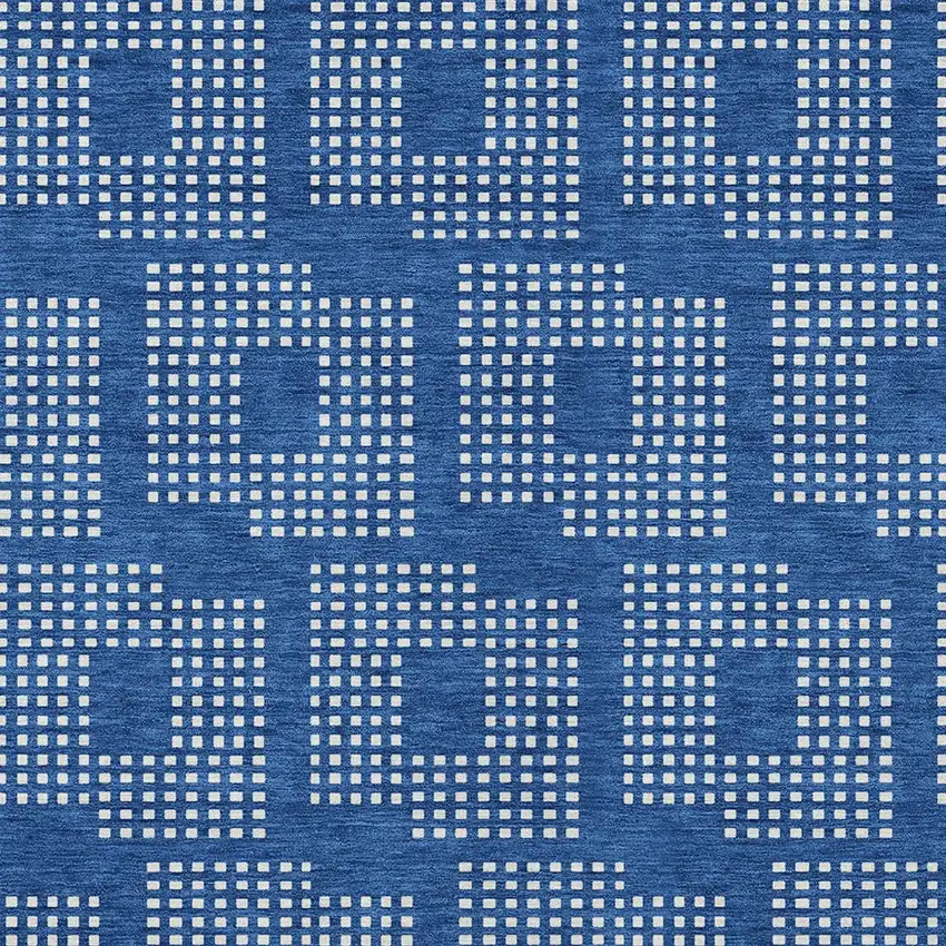 Blue And Ivory Geometric Washable Indoor Outdoor Area Rug Photo 6