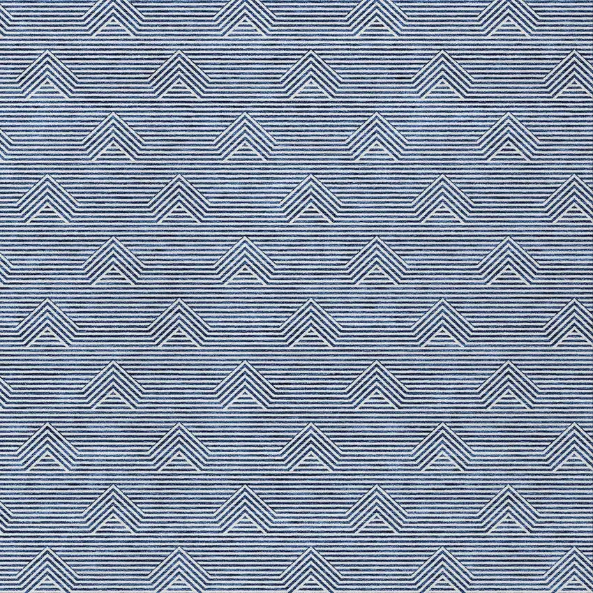 Blue And Ivory Geometric Washable Indoor Outdoor Area Rug Photo 6