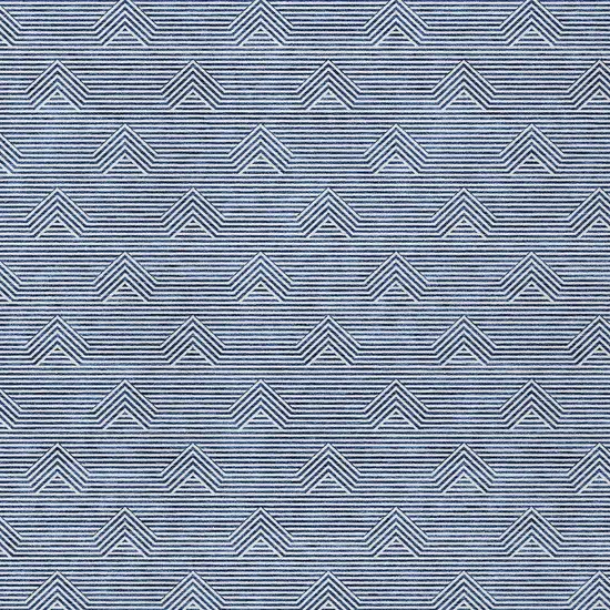 Blue And Ivory Geometric Washable Indoor Outdoor Area Rug Photo 6