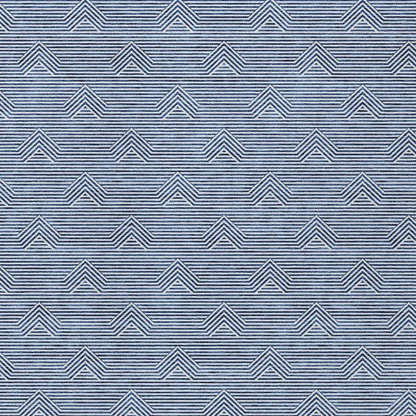 Blue And Ivory Geometric Washable Indoor Outdoor Area Rug Photo 6