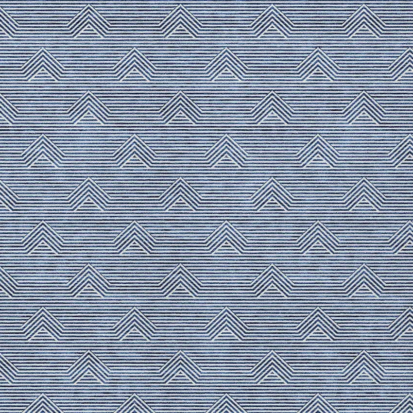 Blue And Ivory Geometric Washable Indoor Outdoor Area Rug Photo 6