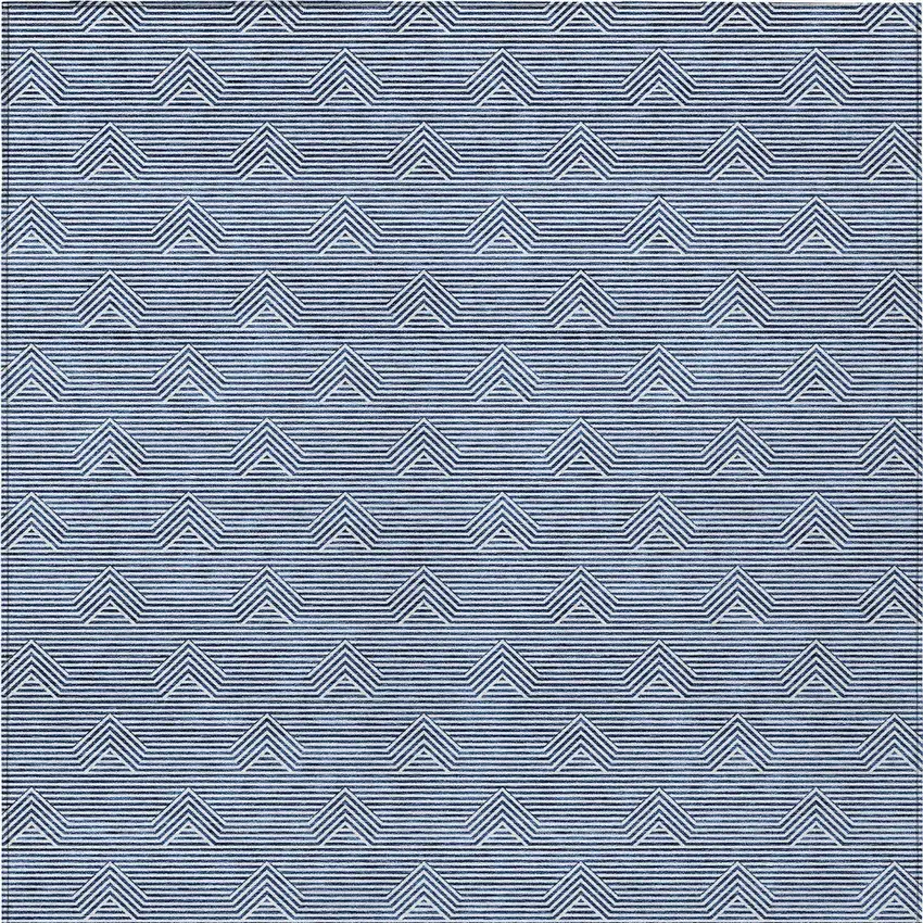 Blue And Ivory Geometric Washable Indoor Outdoor Area Rug Photo 7