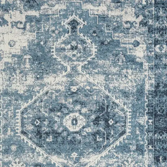 Blue And Ivory Medallion Distressed Washable Area Rug Photo 2