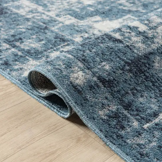 Blue And Ivory Medallion Distressed Washable Area Rug Photo 6
