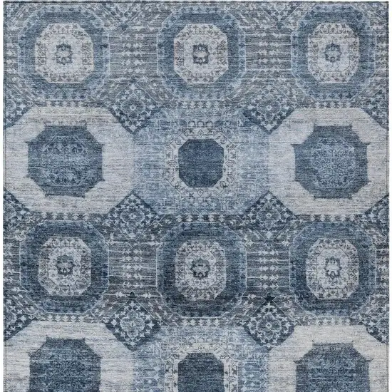 Blue And Ivory Medallion Washable Indoor Outdoor Area Rug Photo 4