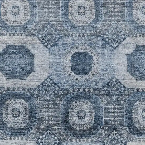 Blue And Ivory Medallion Washable Indoor Outdoor Area Rug Photo 3