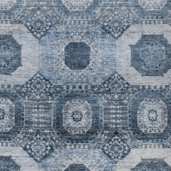 Blue And Ivory Medallion Washable Indoor Outdoor Area Rug Photo 6