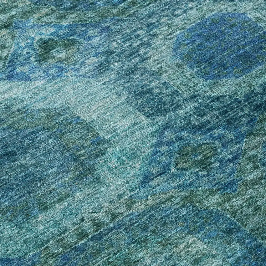 Blue And Ivory Medallion Washable Indoor Outdoor Area Rug Photo 8