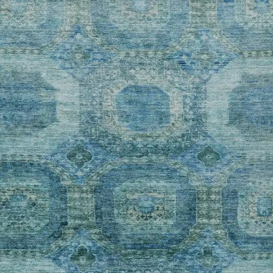 Blue And Ivory Medallion Washable Indoor Outdoor Area Rug Photo 4