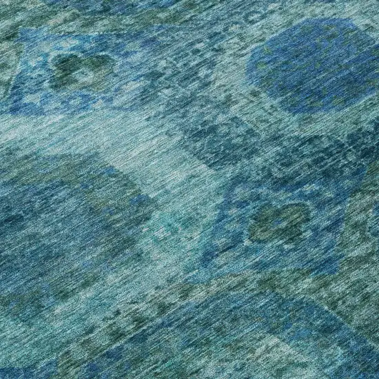 Blue And Ivory Medallion Washable Indoor Outdoor Area Rug Photo 7