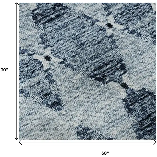 Blue And Ivory Moroccan Washable Area Rug With UV Protection Photo 9