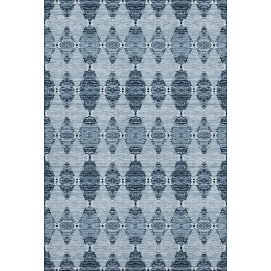 Blue And Ivory Moroccan Washable Area Rug With UV Protection Photo 6