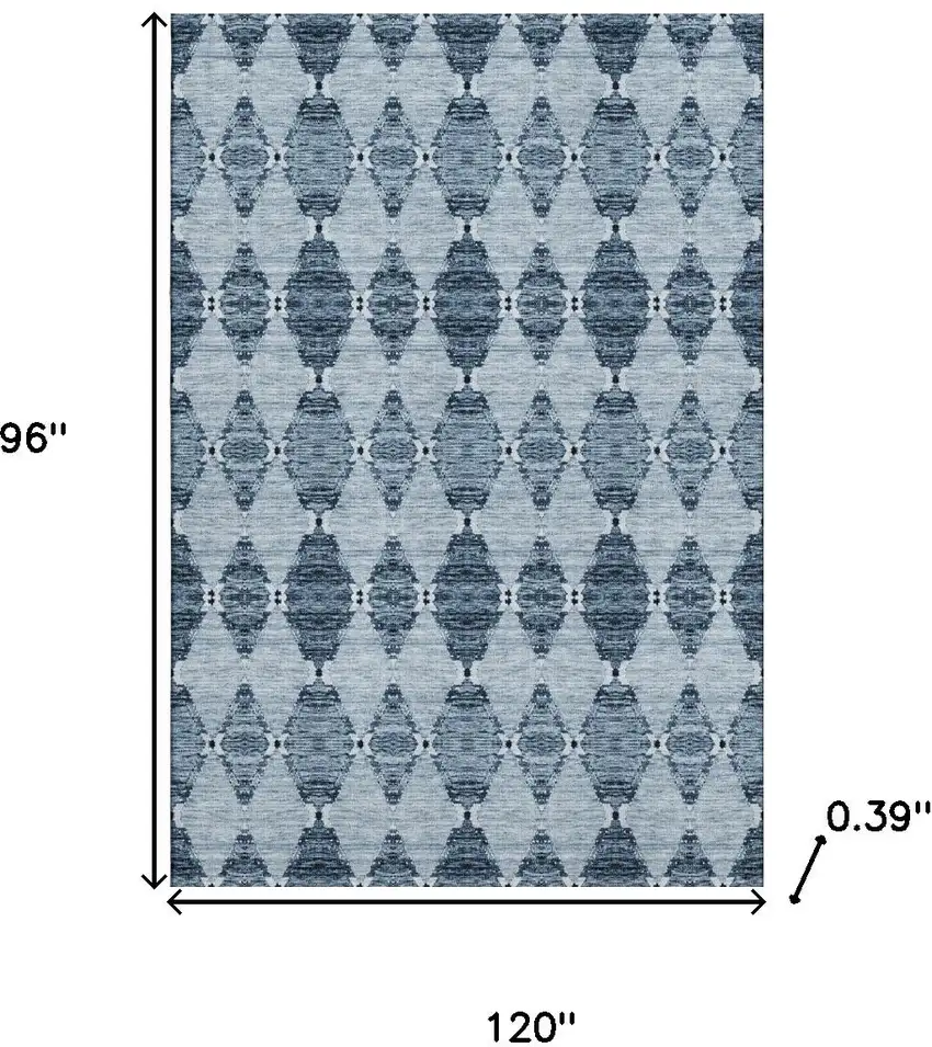 Blue And Ivory Moroccan Washable Area Rug With UV Protection Photo 3