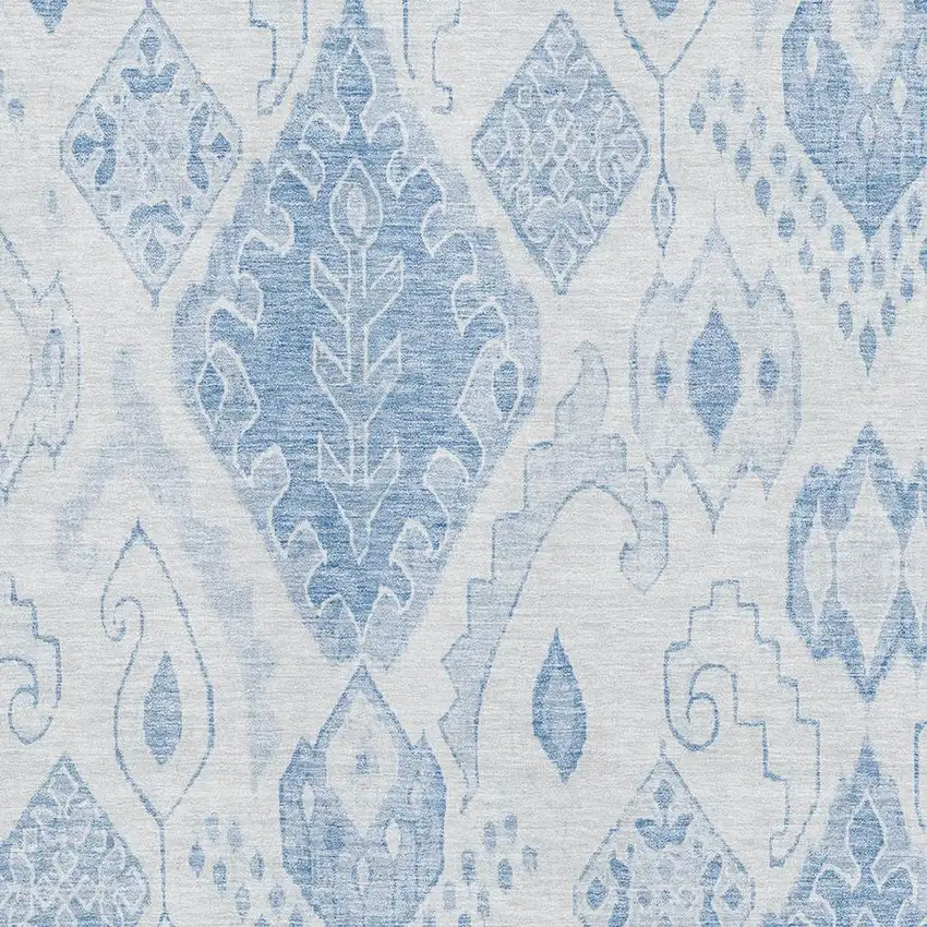 Blue And Ivory Moroccan Washable Area Rug With UV Protection Photo 3