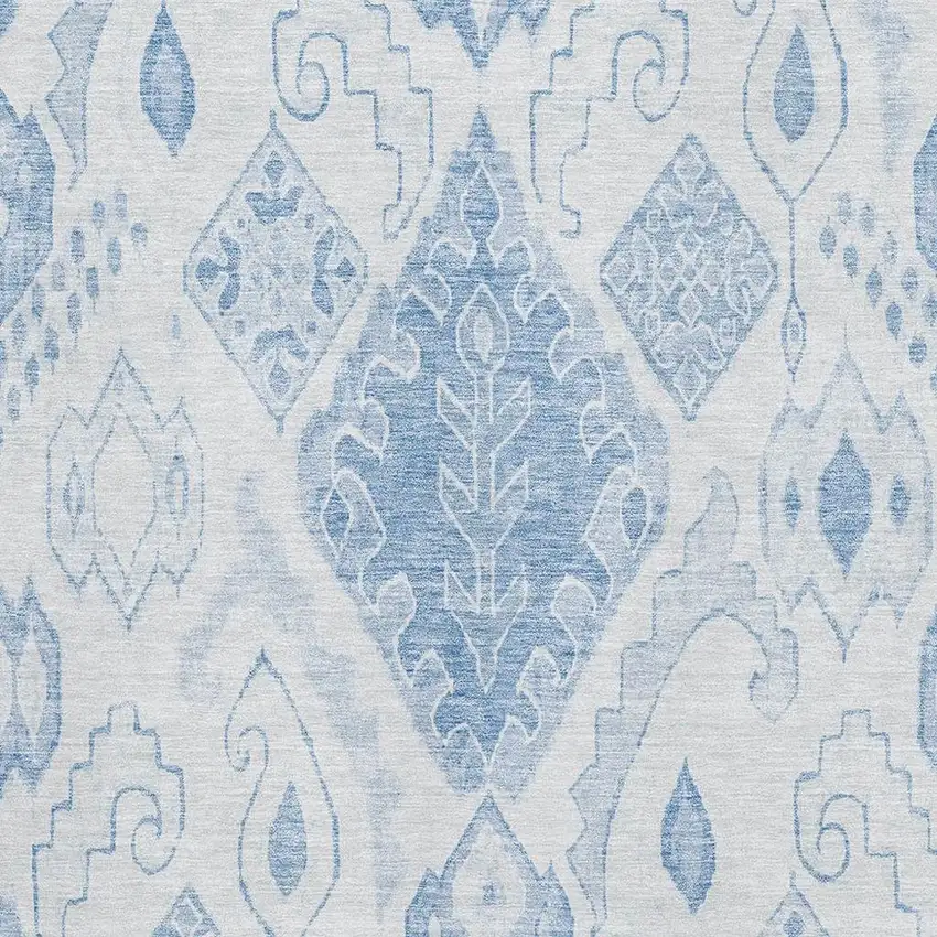 Blue And Ivory Moroccan Washable Area Rug With UV Protection Photo 3