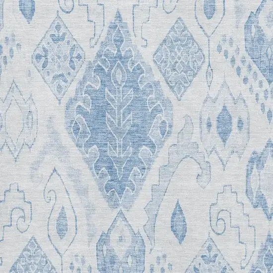 Blue And Ivory Moroccan Washable Area Rug With UV Protection Photo 3