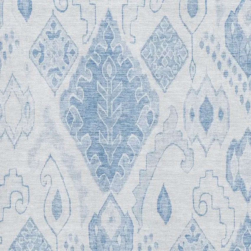 Blue And Ivory Moroccan Washable Area Rug With UV Protection Photo 3