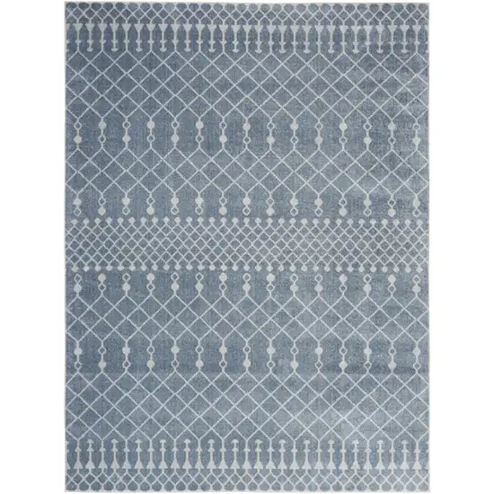 Blue And Ivory Moroccan Washable Area Rug Photo 2