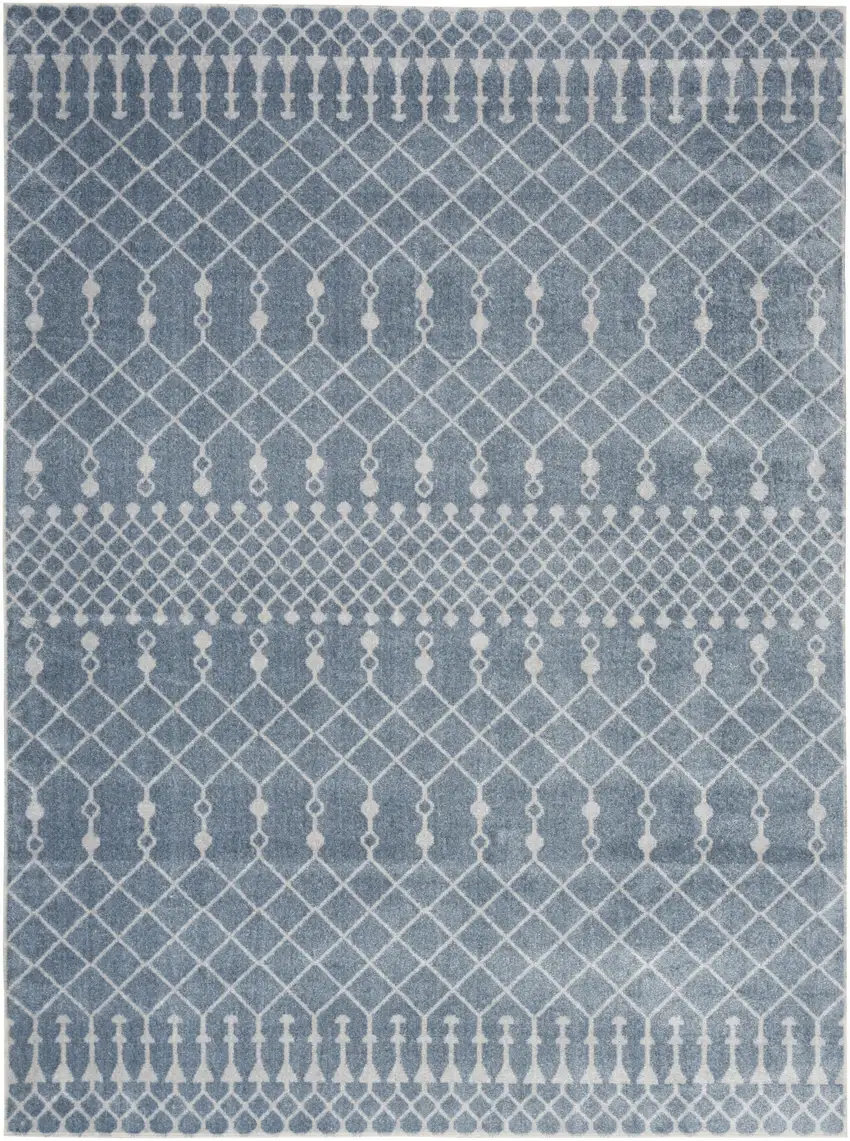 Blue And Ivory Moroccan Washable Area Rug Photo 2