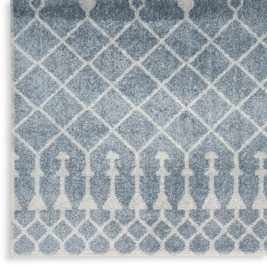 Blue And Ivory Moroccan Washable Area Rug Photo 9