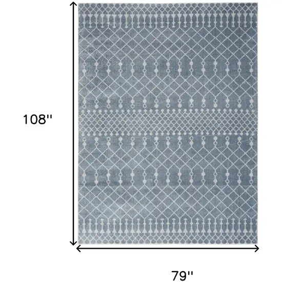 Blue And Ivory Moroccan Washable Area Rug Photo 3