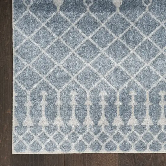 Blue And Ivory Moroccan Washable Area Rug Photo 7